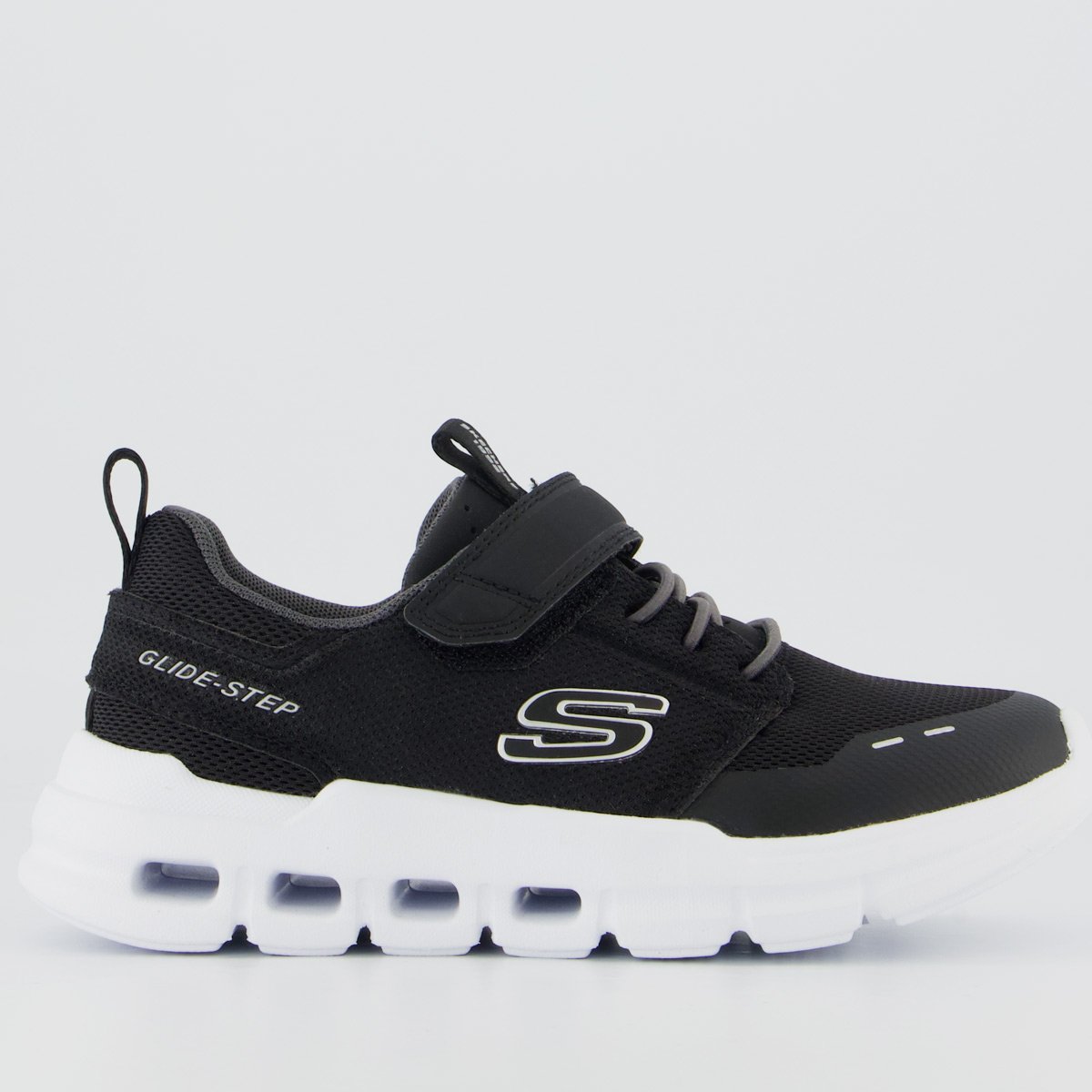 Tênis Skechers Glide-Step Flow Infantil Preto e Branco
