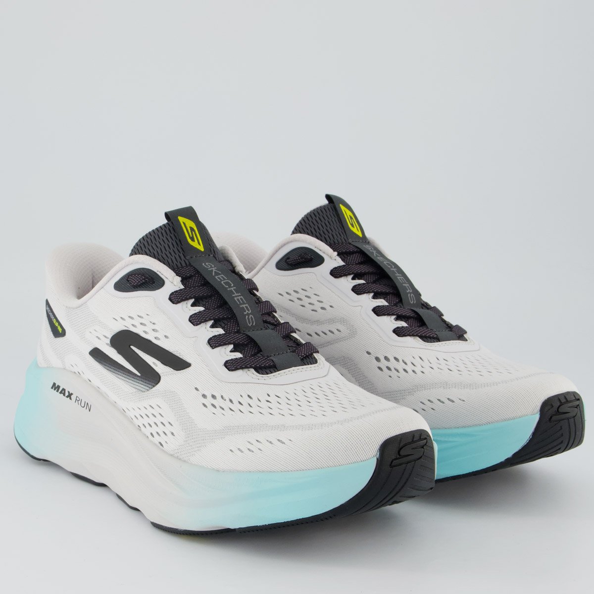 Tênis Skechers Max Run Branco e Azul Branco 2