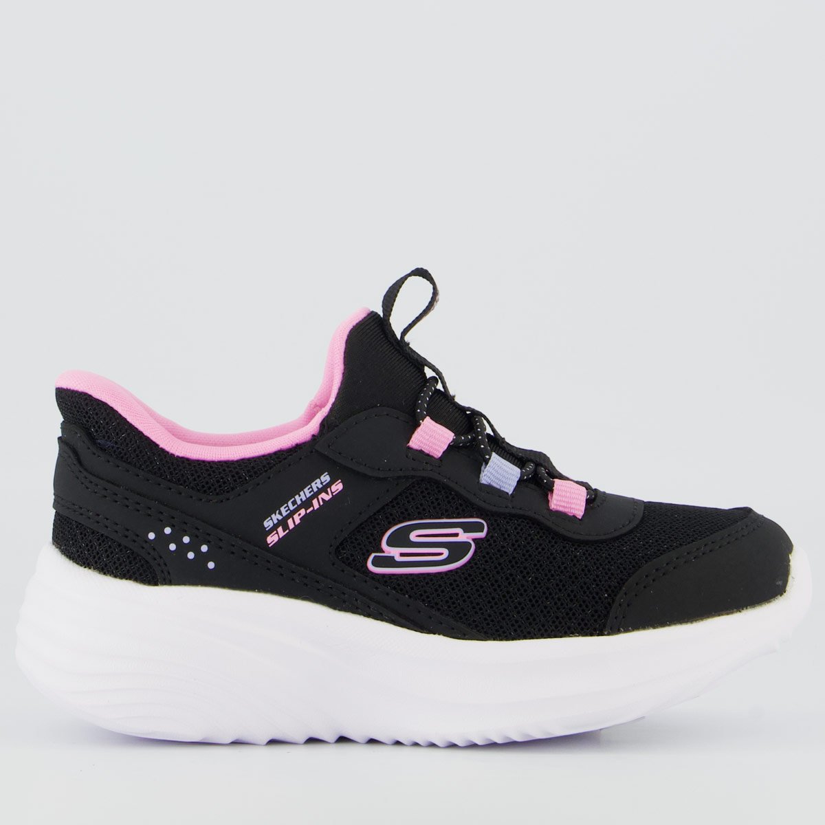 Tênis Skechers Bounder Pro Infantil Preto e Rosa