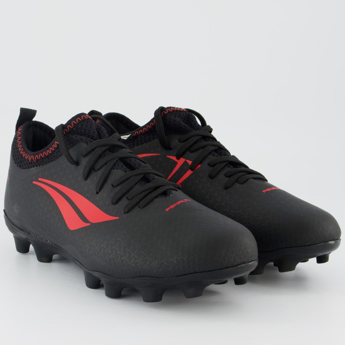 Chuteira Penalty S11 Locker Ecoknit XXI Campo Preta e Vermelha Preto 2