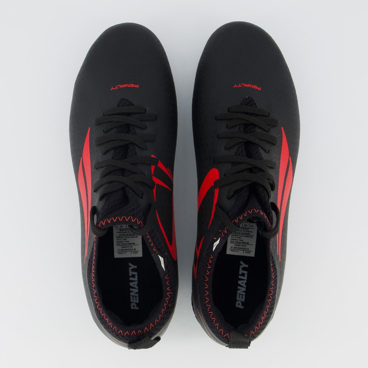 Chuteira Penalty S11 Locker Ecoknit XXI Campo Preta e Vermelha Preto 4