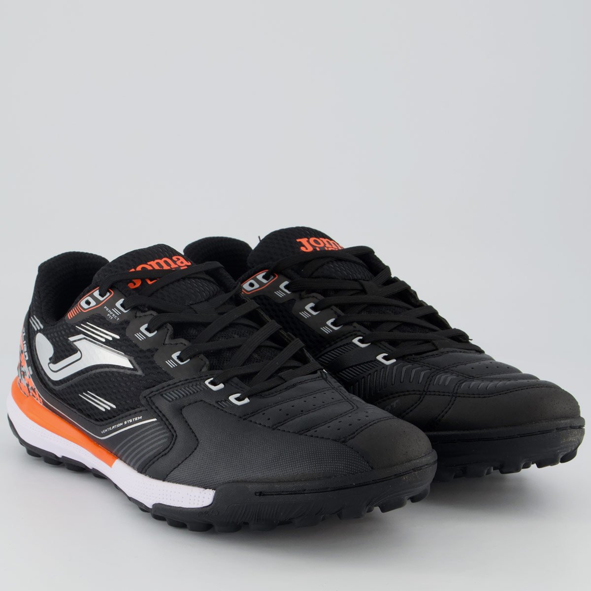 Chuteira Joma Liga 5 Society Preta e Laranja Preto 2