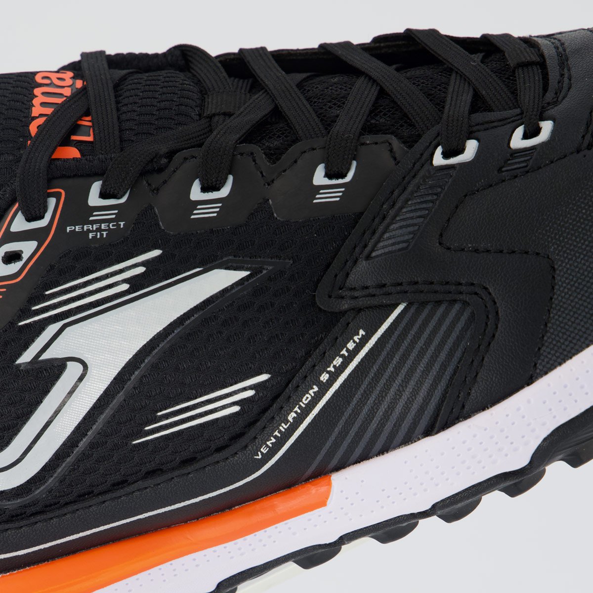 Chuteira Joma Liga 5 Society Preta e Laranja Preto 7