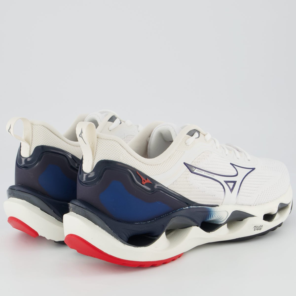 Tênis Mizuno Wave Stratos 3 Branco e Azul Marinho Branco/Azul 3