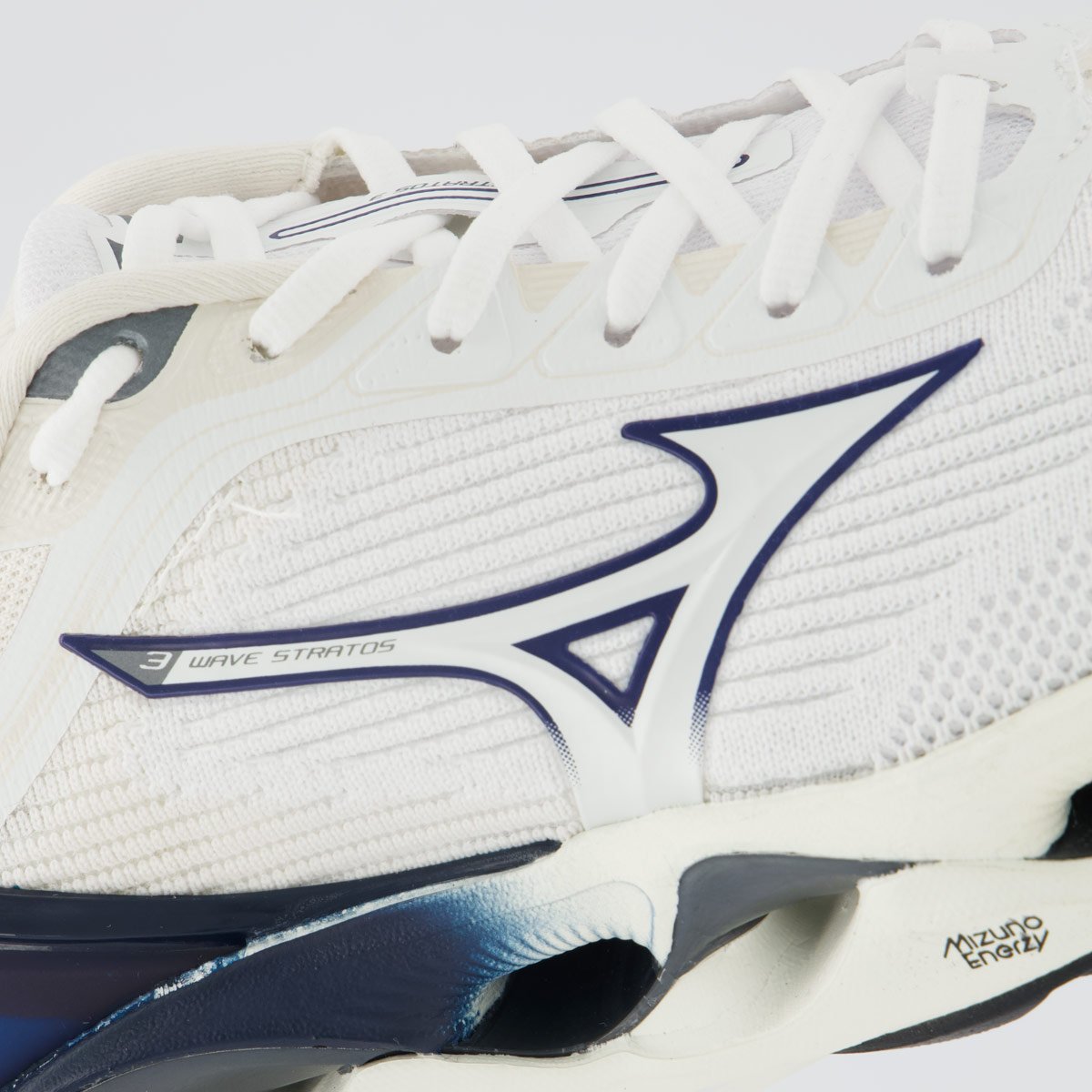 Tênis Mizuno Wave Stratos 3 Branco e Azul Marinho Branco/Azul 7