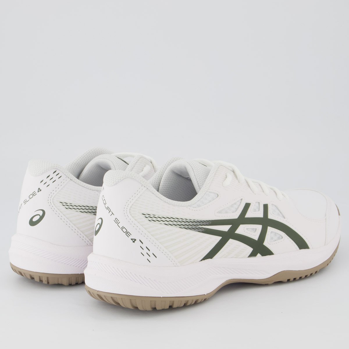 Tênis Asics Court-Slide 4 Branco e Verde Oliva Branco 3