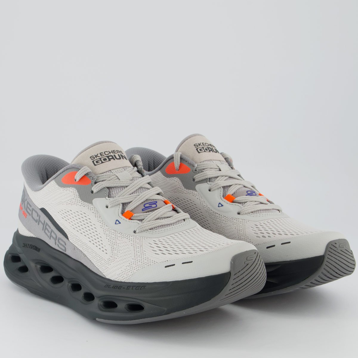 Tênis Skechers Max Cushioning Glide-Step Cinza Branco/Cinza 2