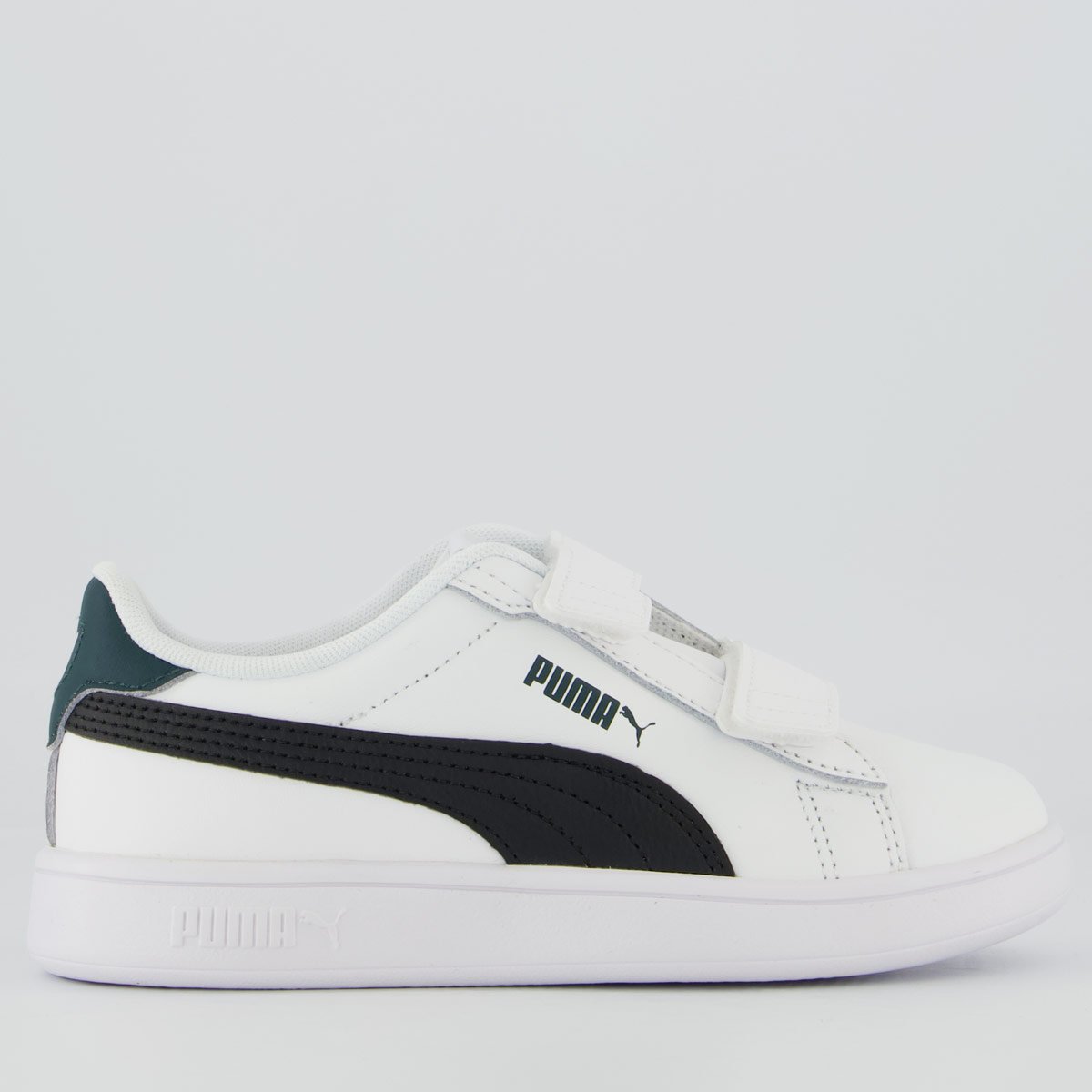 Tenis Puma Smash 3.0 Juvenil Branco e Verde