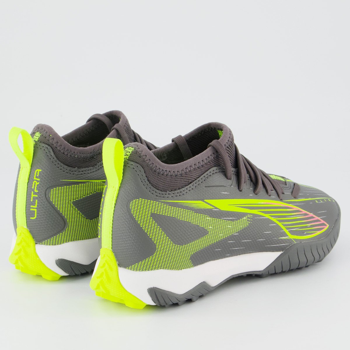 Chuteira Puma Mid Ultra 5 Match Society Juvenil Cinza e Verde Cinza 3