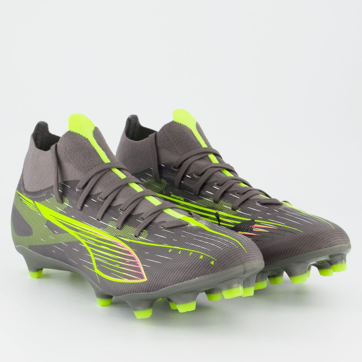 Chuteira Puma Ultra 5 Match+ Campo Cinza e Verde Cinza 2
