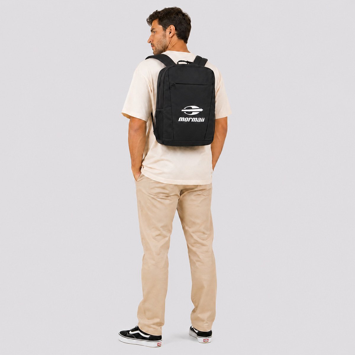 Mochila Mormaii Emborrachada Esportiva Preta e Branca Preto 2