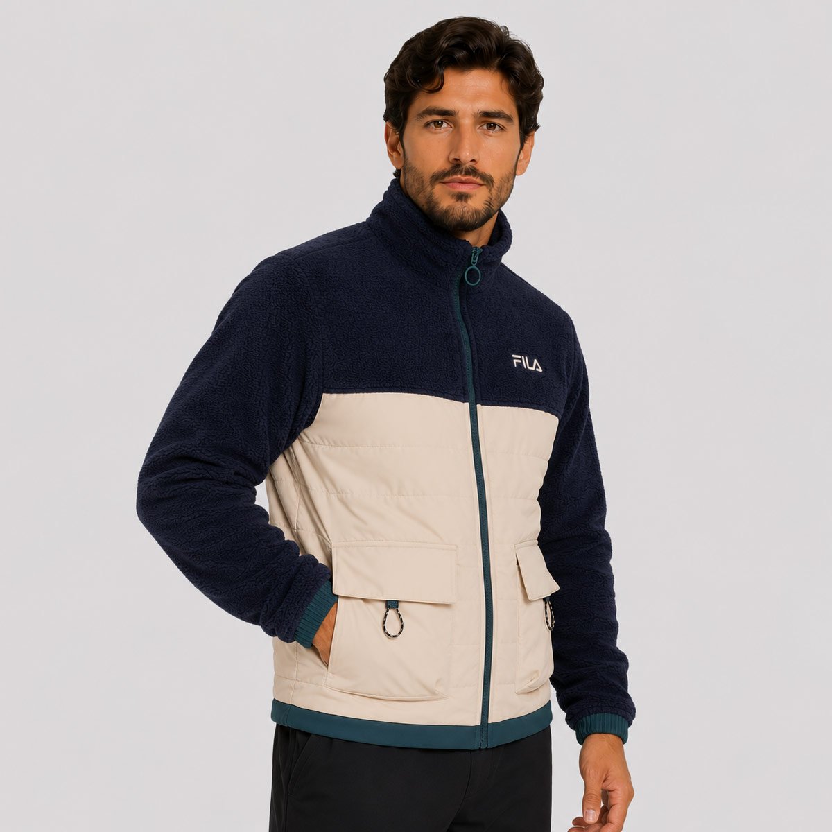 Jaqueta Fila Outer Mix Marinho e Bege Azul/Bege 2