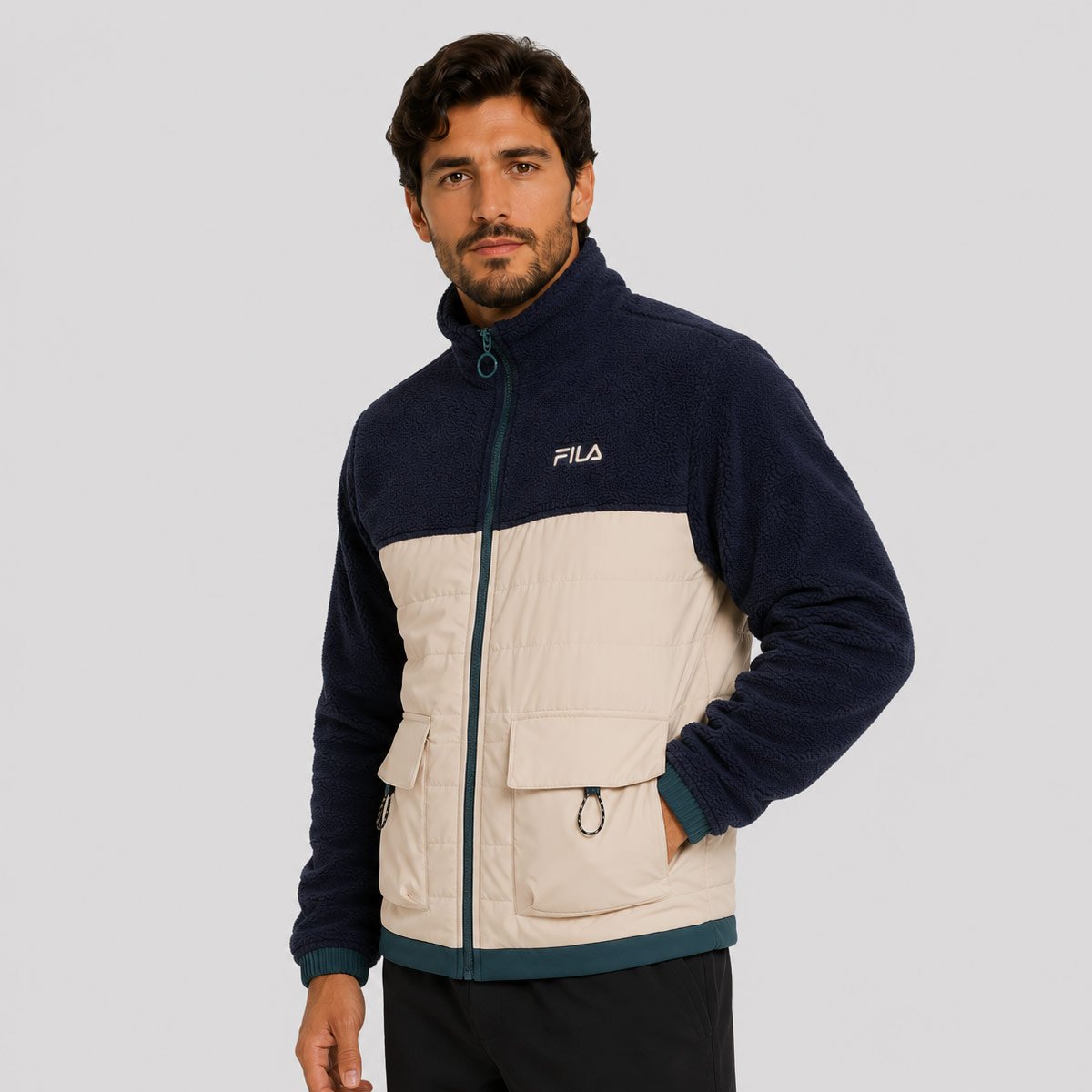 Jaqueta Fila Outer Mix Marinho e Bege Azul/Bege 3