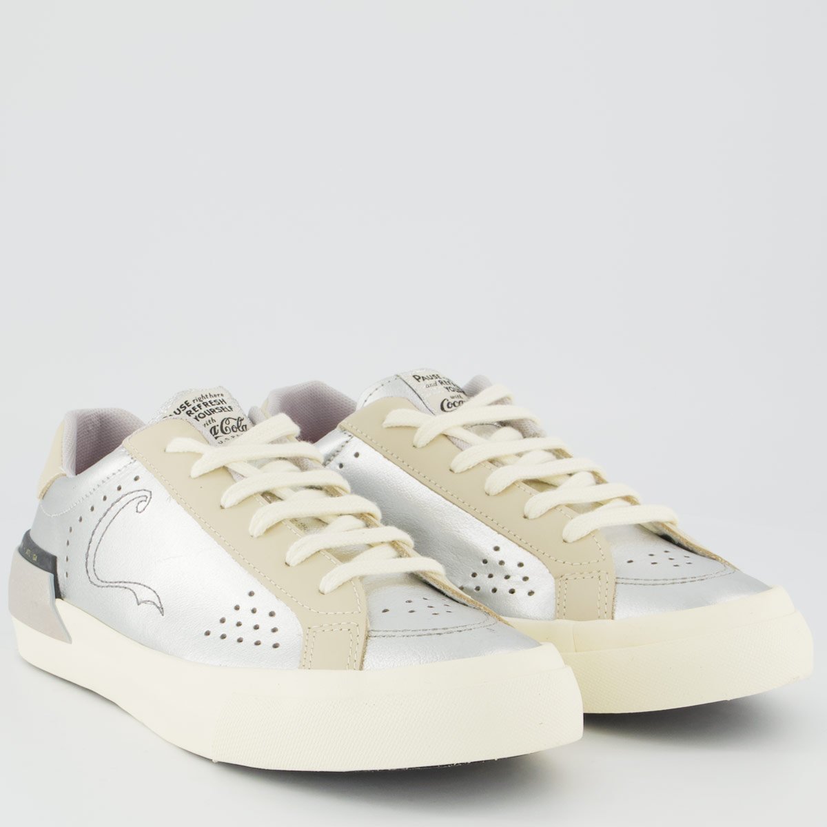 Tênis Coca Cola Lavine Leather Feminino Prata Off White/Prata 2