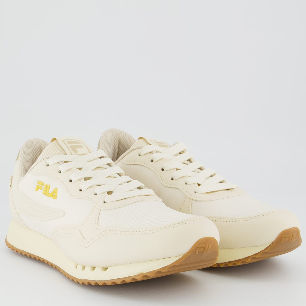 Tênis Fila Euro Jogger Vintage Feminino Bege e Dourado Bege 2