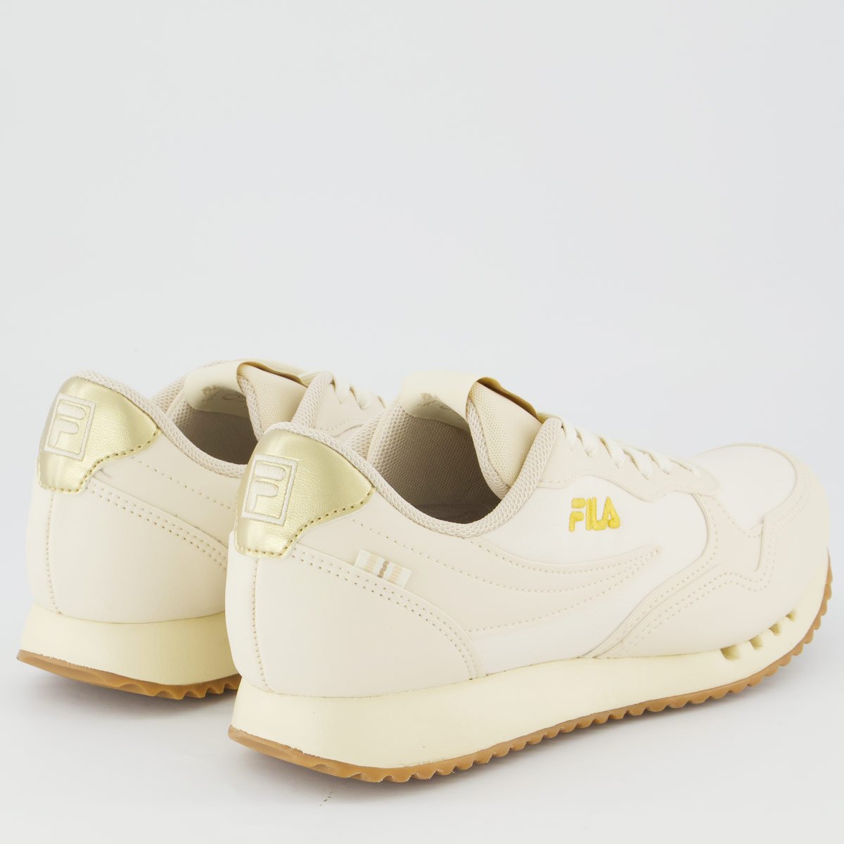 Tênis Fila Euro Jogger Vintage Feminino Bege e Dourado Bege 3