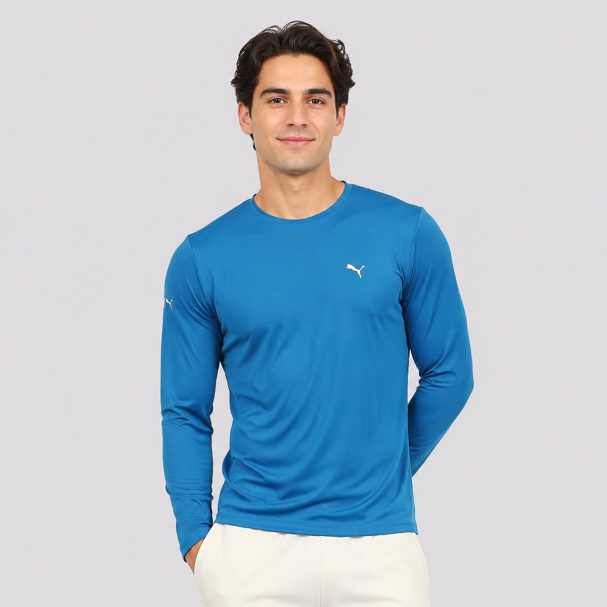 Camiseta Puma Manga Longa UV50+ Azul