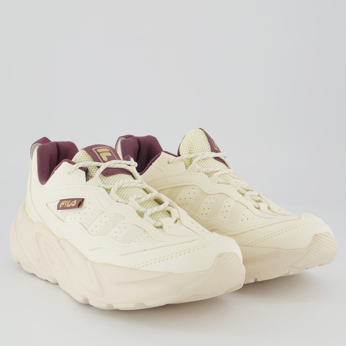 Tênis Fila Street Fit 3 Feminino Bege e Bordô Bege 2