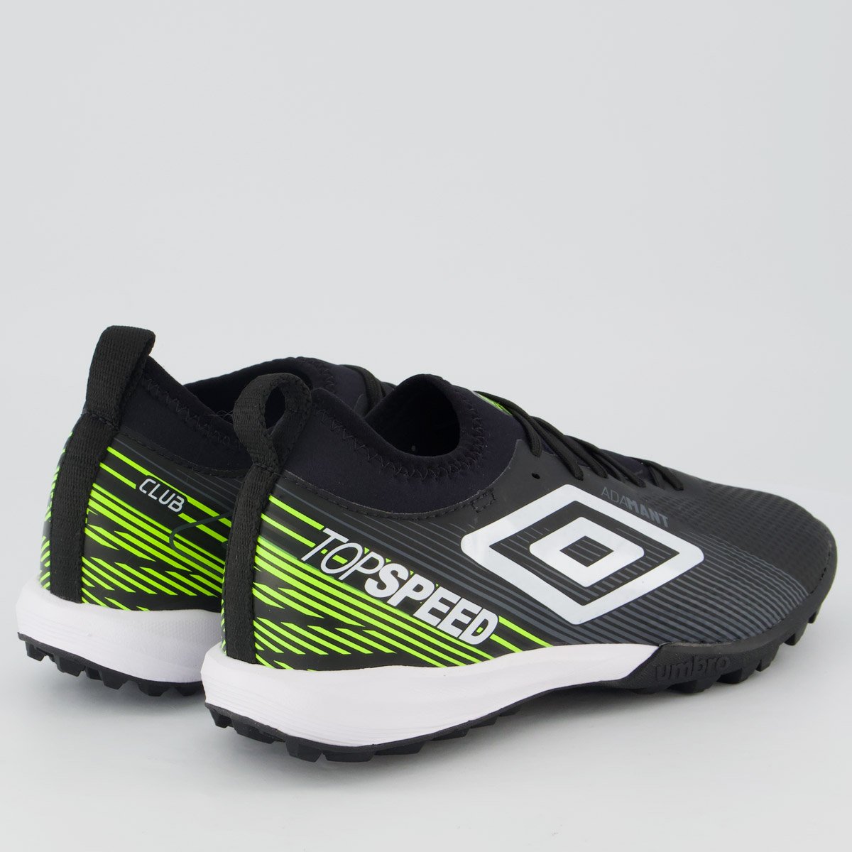 Chuteira Umbro Top Speed Club Society Preta e Verde Preto 3