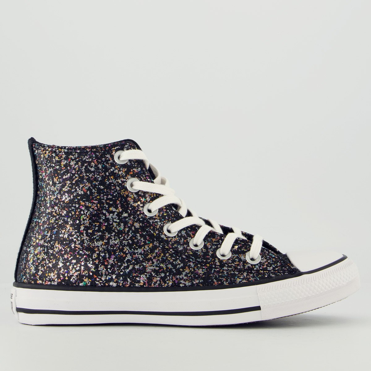 Tênis Converse All Star CT Shinefetti Cano Alto Feminino Preto