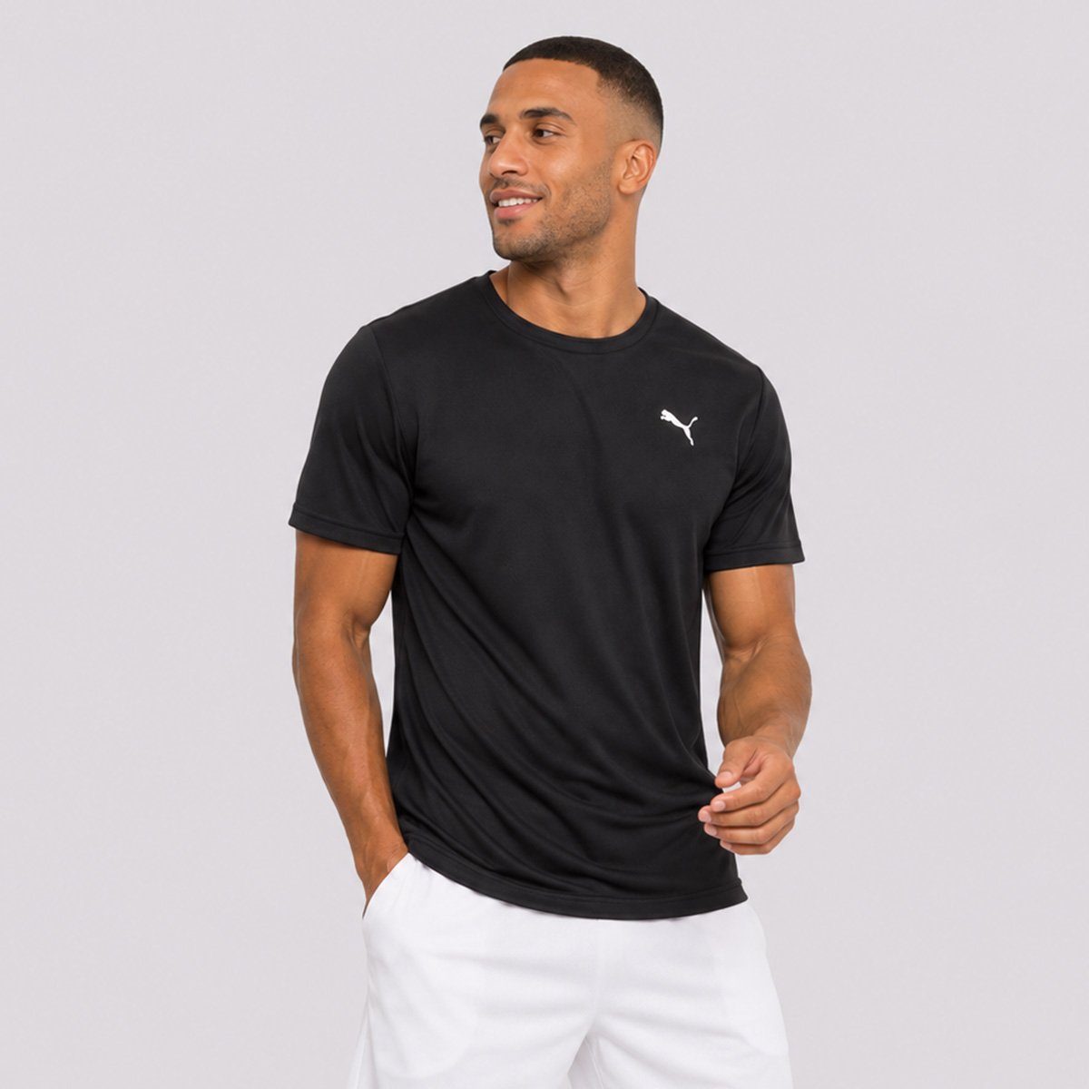 Camiseta Puma Tad Essential Poly Texture Tee Preta Preto 2