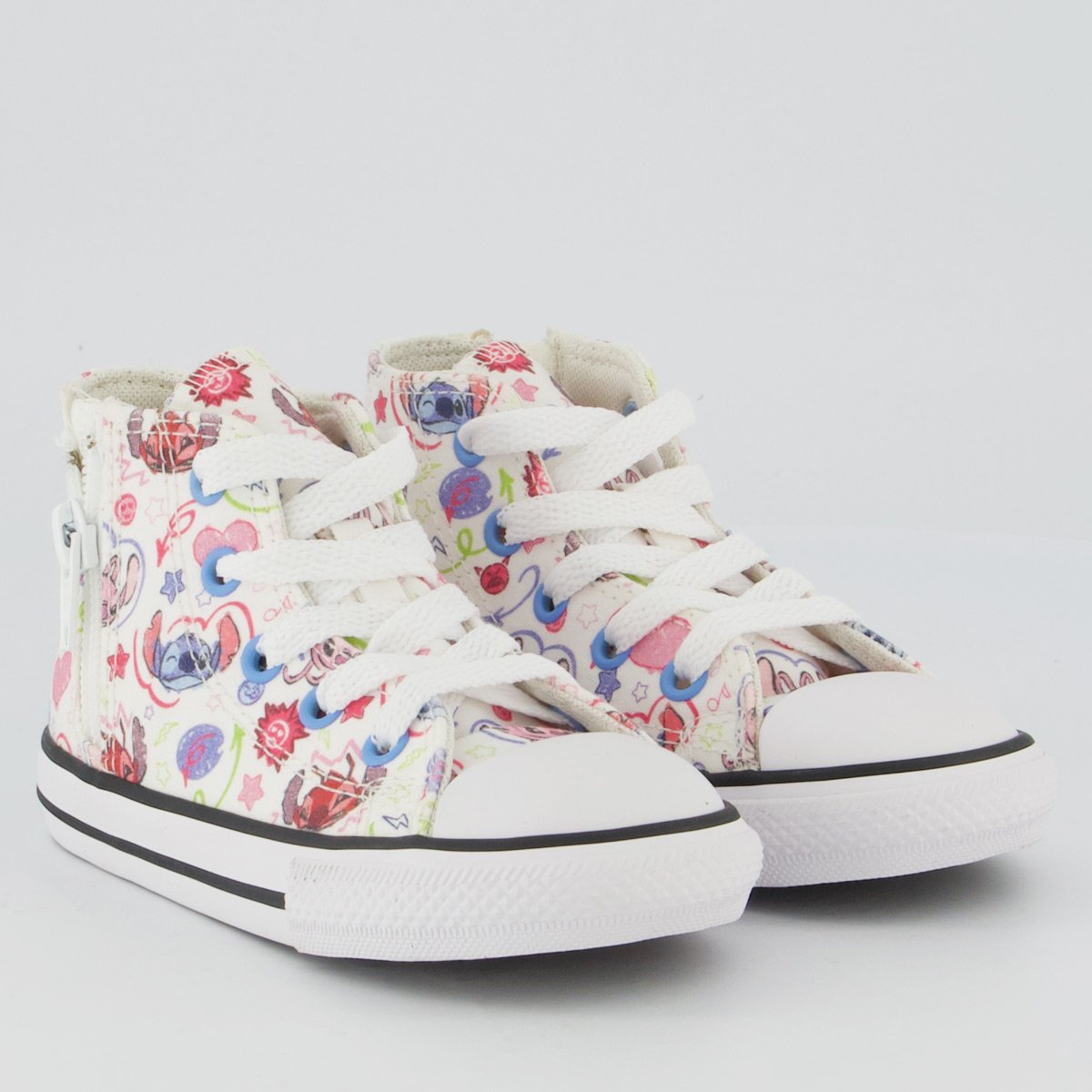 Tênis Converse All Star Chuck Taylor Stitch Infantil Branco e Rosa Branco 2