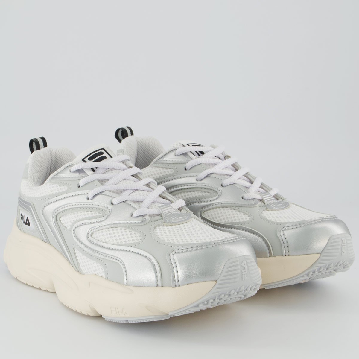 Tênis Fila Buzzard Bold Feminino Prata e Branco Branco/Prata 2