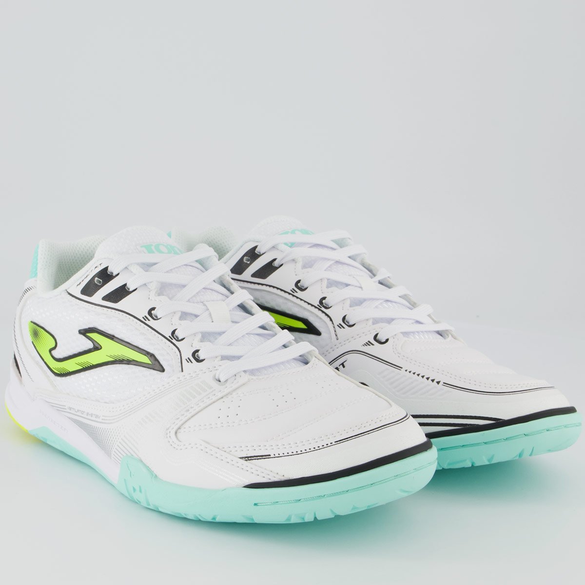 Chuteira Joma Dribling Futsal Branca e Verde Branco 2