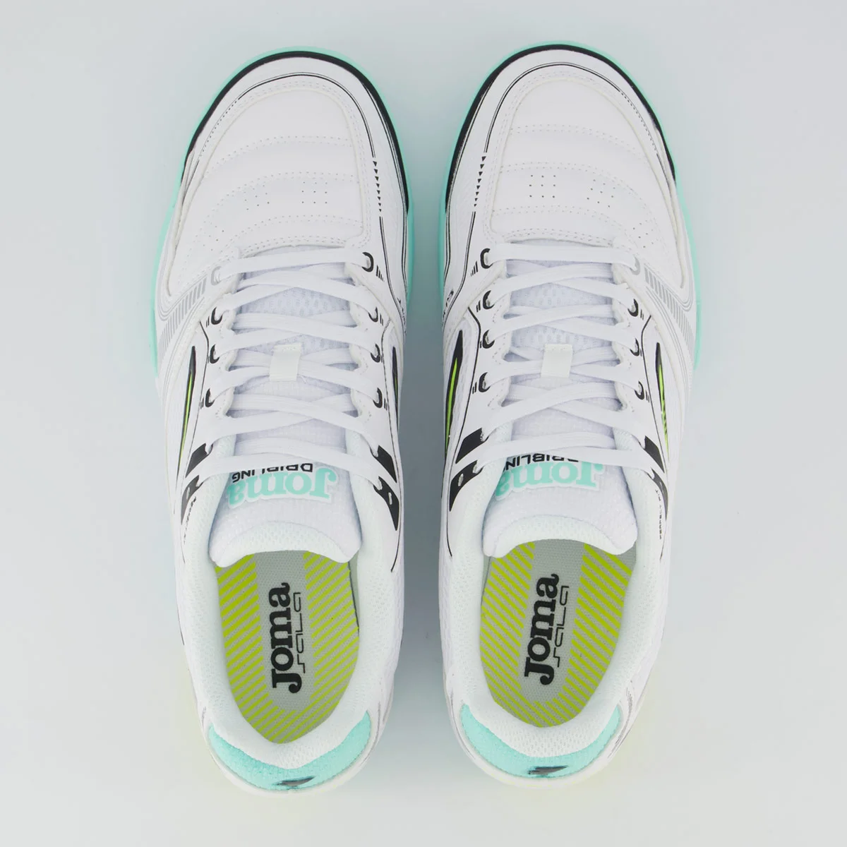 Chuteira Joma Dribling Futsal Branca e Verde Branco 4
