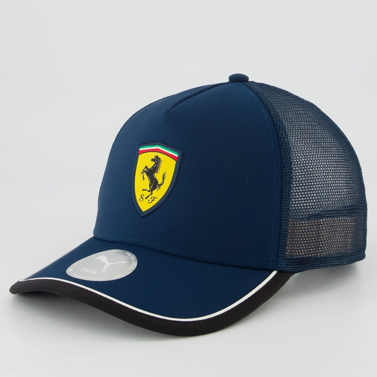 Boné Puma Ferrari Trucker Logo Azul Petróleo