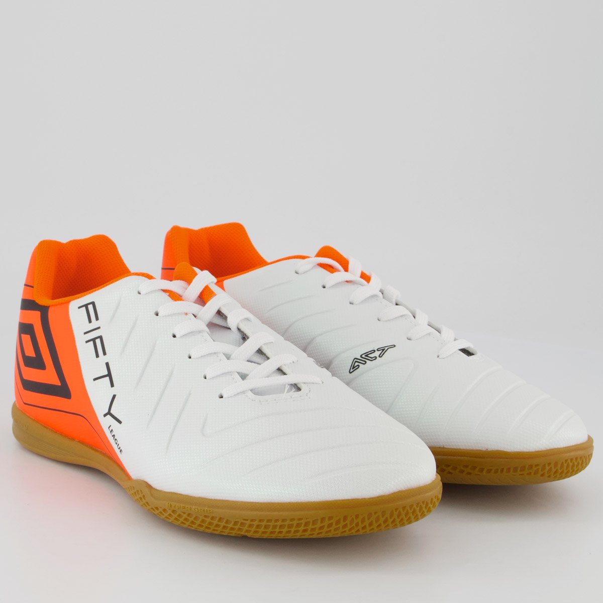 Chuteira Umbro Fifty VI League Futsal Branca e Laranja Branco/Laranja 2