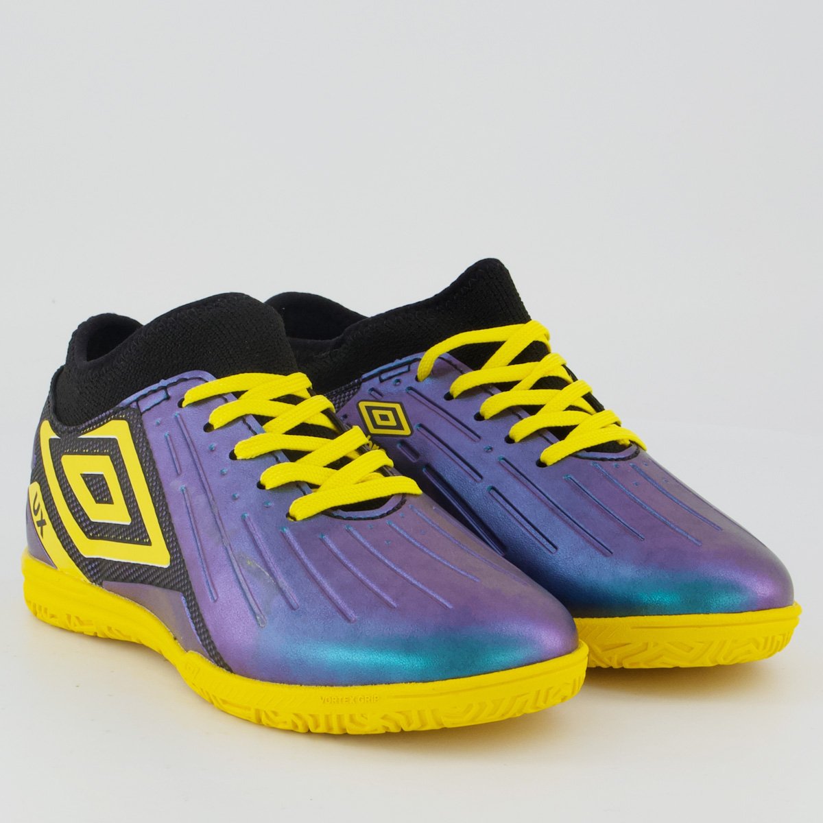 Chuteira Umbro UX Futsal Juvenil Azul e Amarela Azul 2