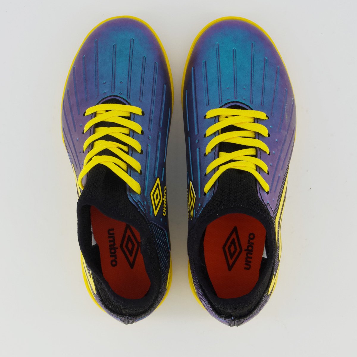Chuteira Umbro UX Futsal Juvenil Azul e Amarela Azul 4
