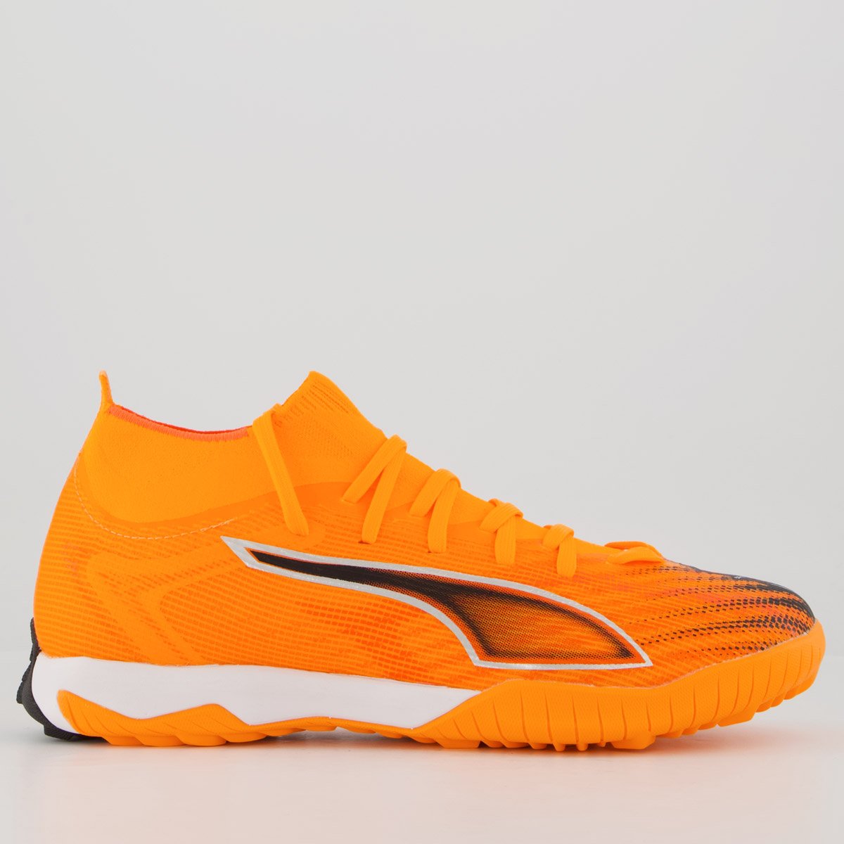 Chuteira Puma Ultra 6 Match+ TT Society Laranja e Preta