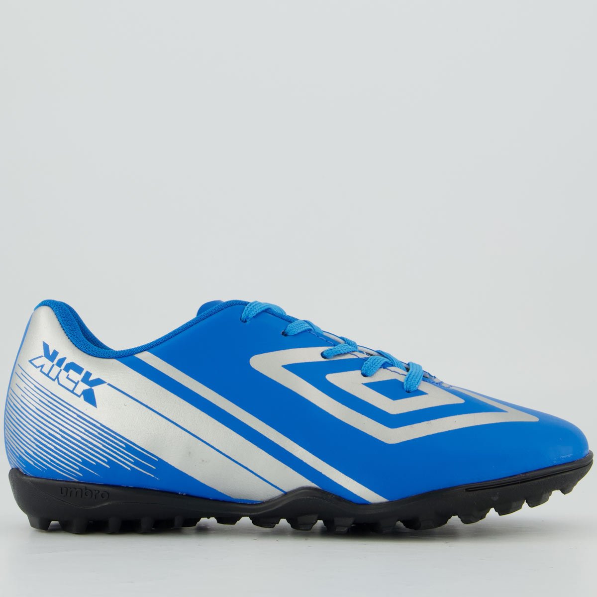 Chuteira Umbro Kick Society Juvenil Azul e Prata
