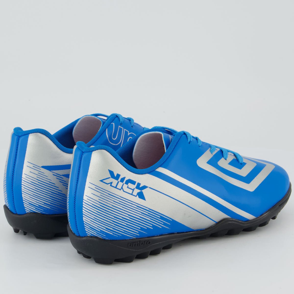 Chuteira Umbro Kick Society Juvenil Azul e Prata Azul 3