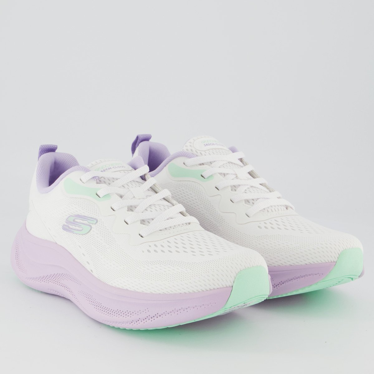 Tênis Skechers Skech Cloud Feminino Branco e Roxo Branco 2