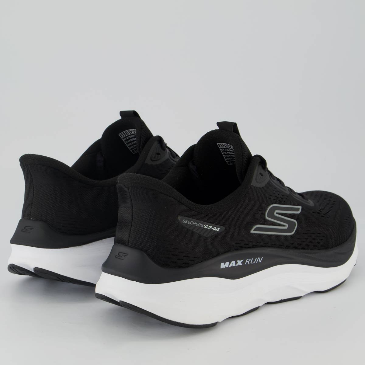 Tênis Skechers Max Run Preto e Branco Preto 3