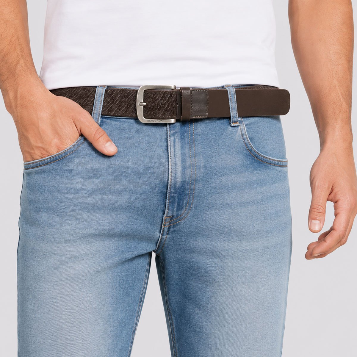 Cinto Democrata Largo Denim Marrom Marrom 2