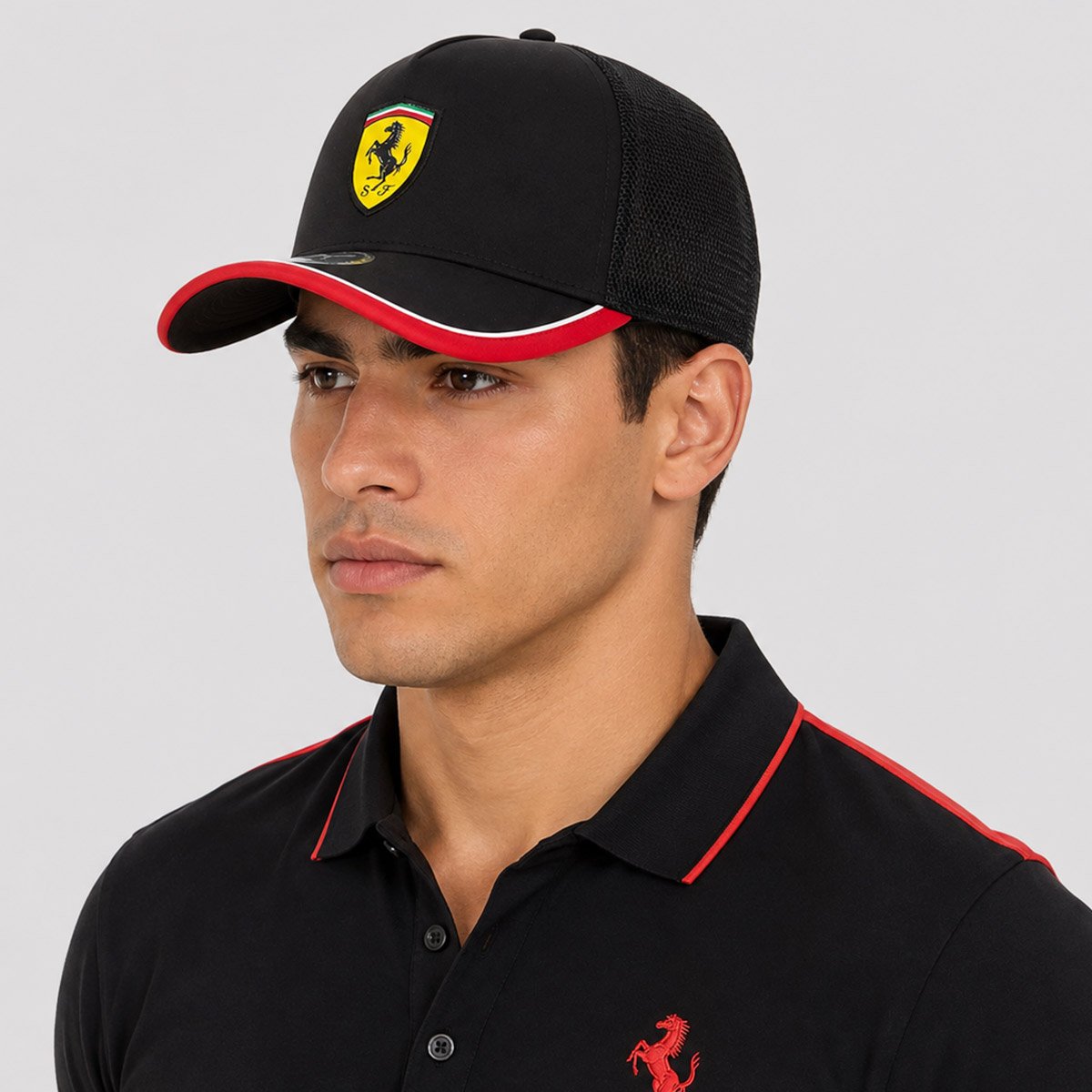 Boné Puma Ferrari Trucker Logo Preto Preto 5