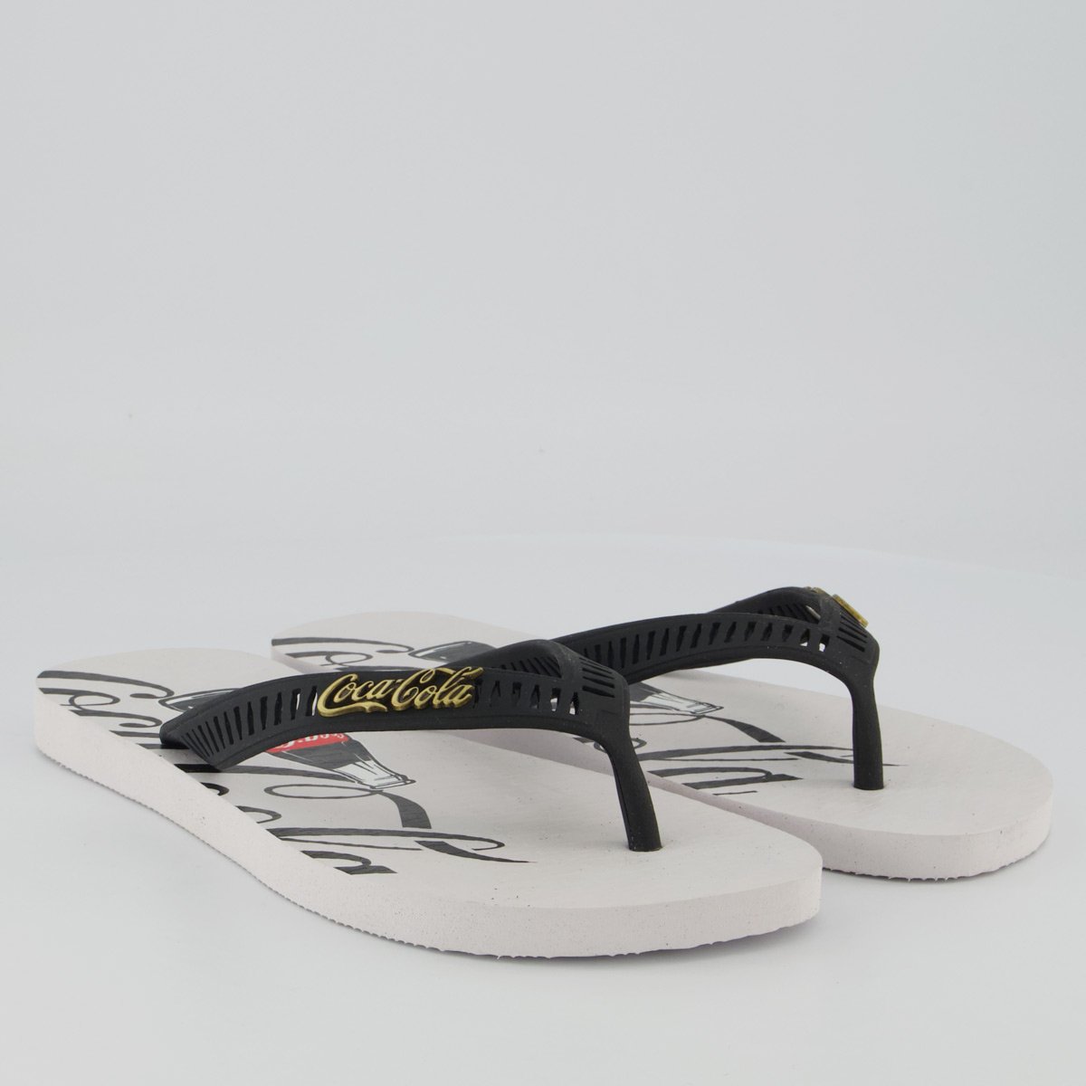 Chinelo Coca Cola Dayton Branco e Preto Branco/Preto 3