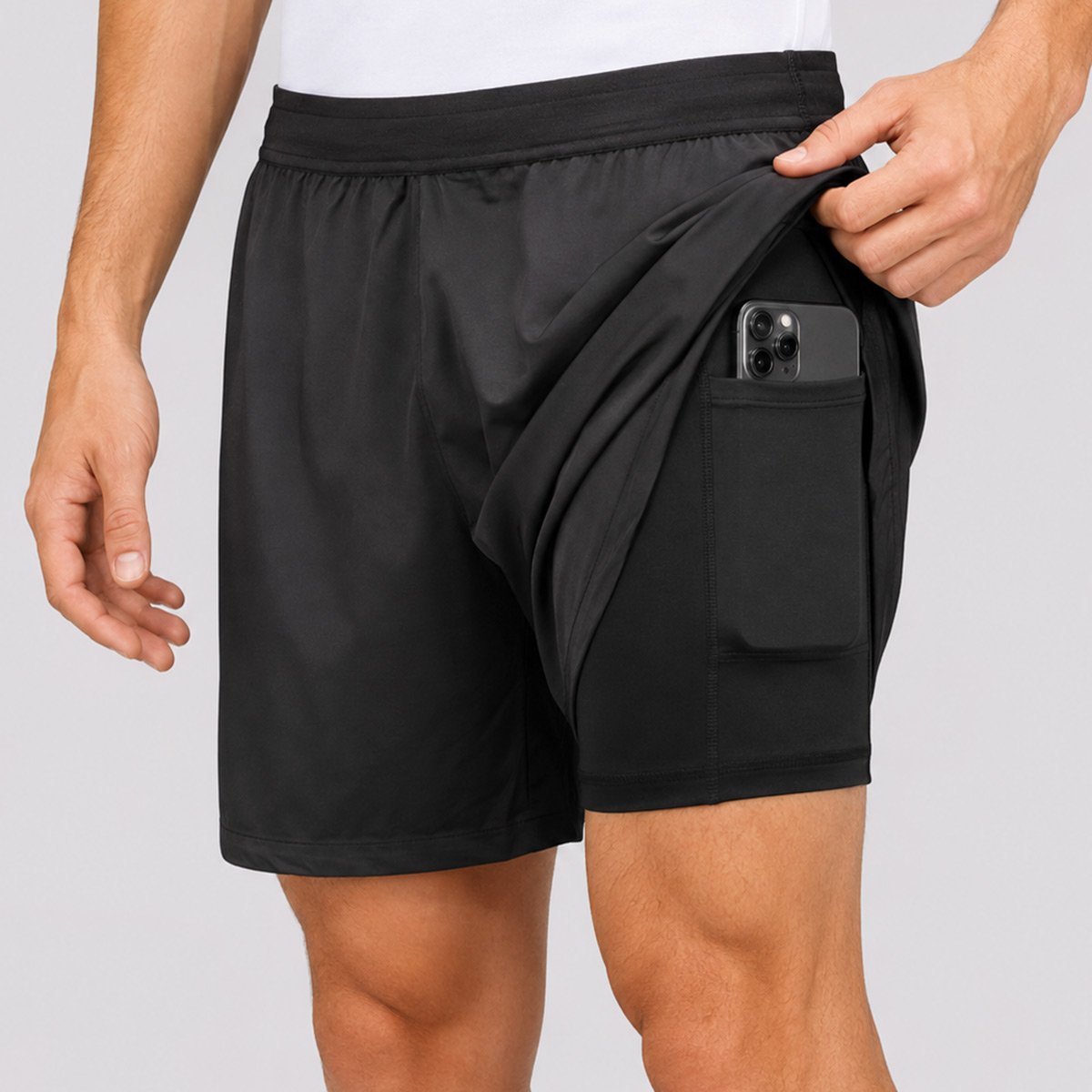 Shorts Olympikus Corre Foco 5 2 em 1 Preta Preto 3