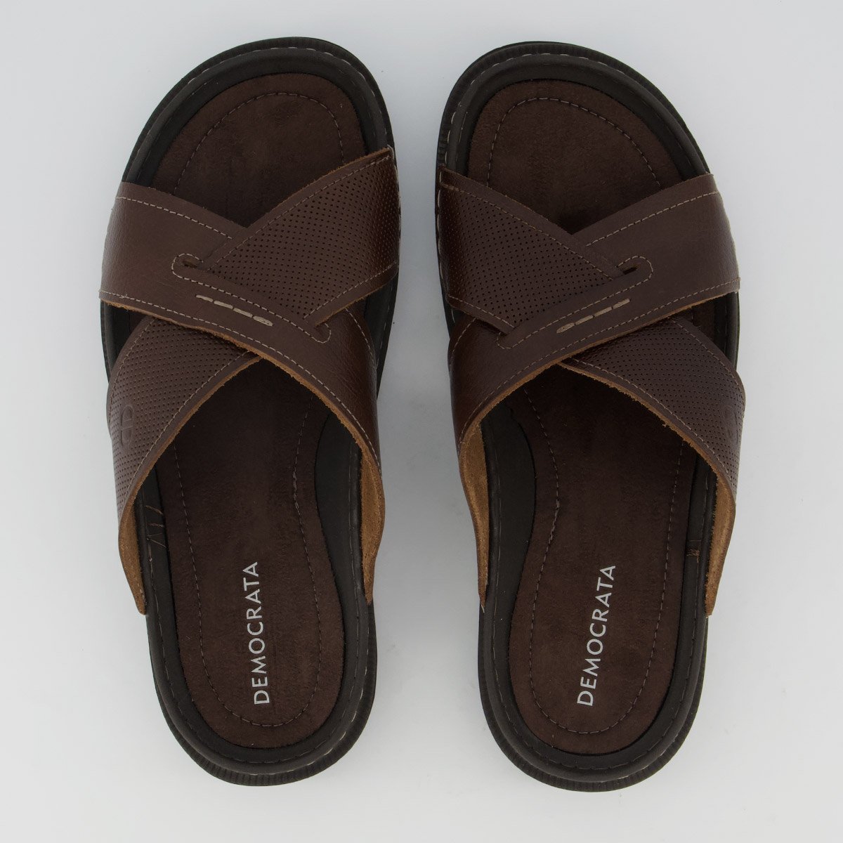 Chinelo Democrata Slide Transpassado Lazy Marrom