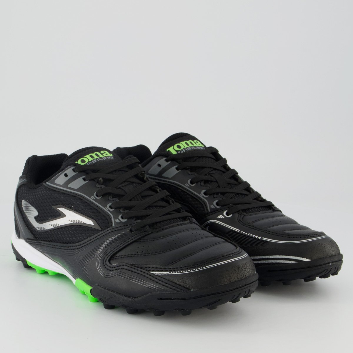 Chuteira Joma Dribling TF Society Preta e Verde Preto 2