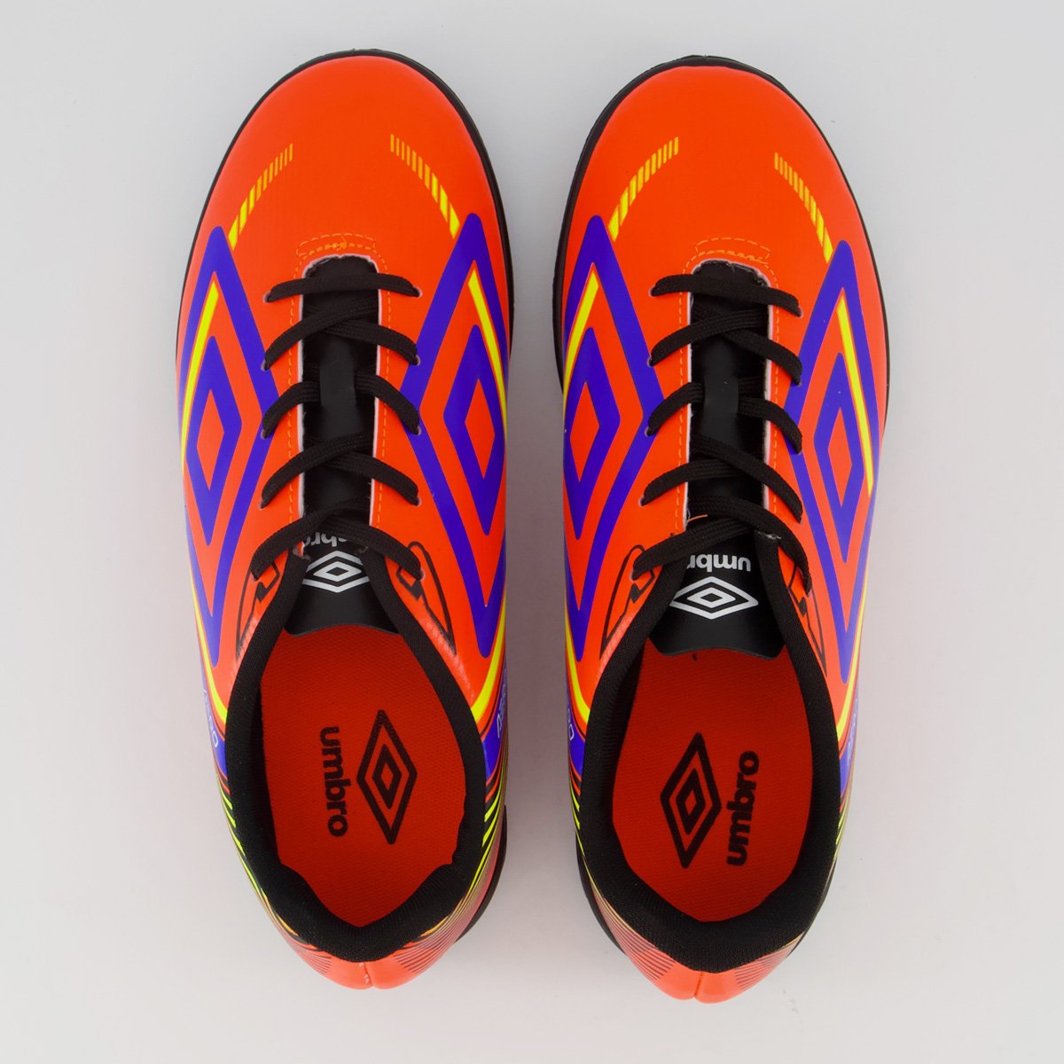 Chuteira Umbro Aerodynamic Society Laranja e Azul Laranja 4