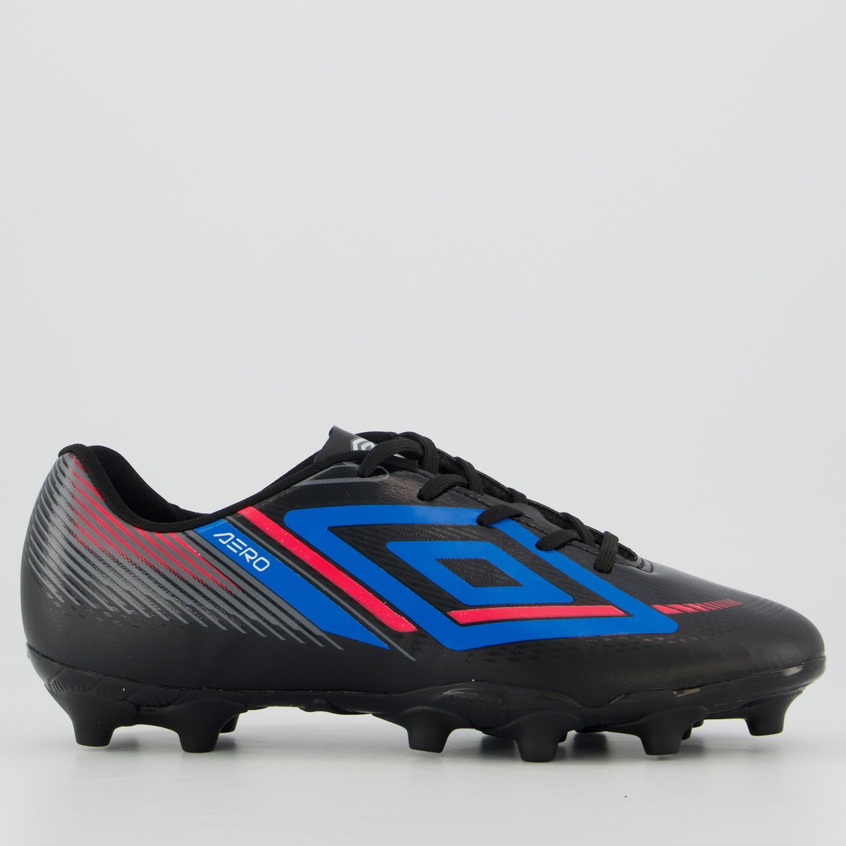Chuteira Umbro Aerodynamic Campo Preta e Azul