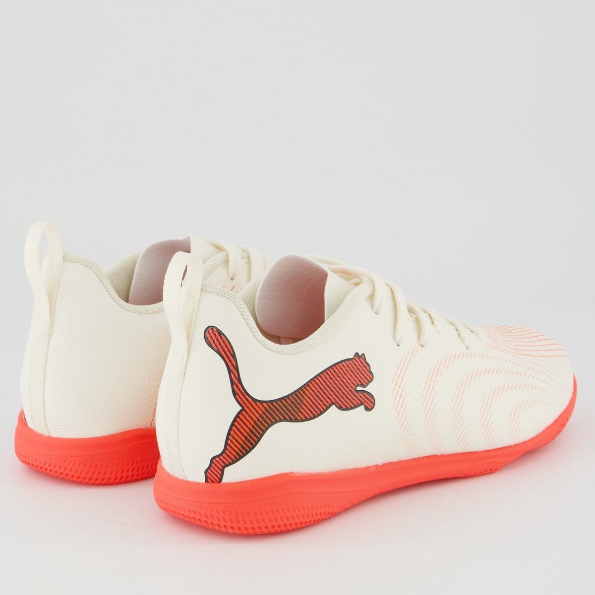 Chuteira Puma Future 9 Play Futsal Juvenil Branca e Laranja Branco 3