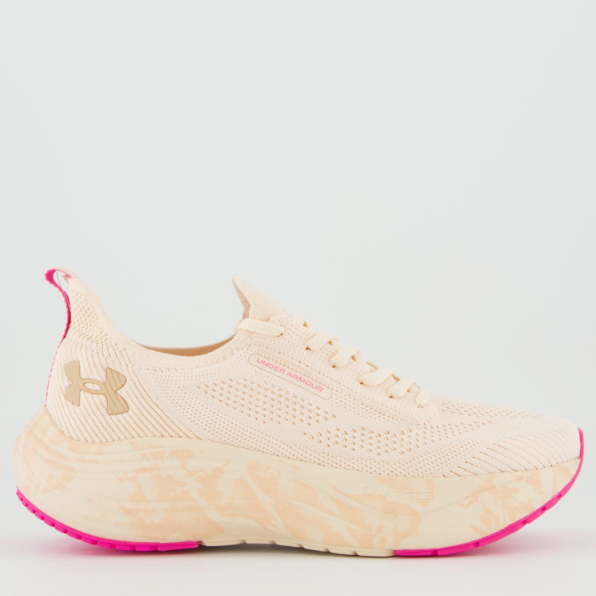 Tênis Under Armour Charged Fleek Feminino Off White e Rosa