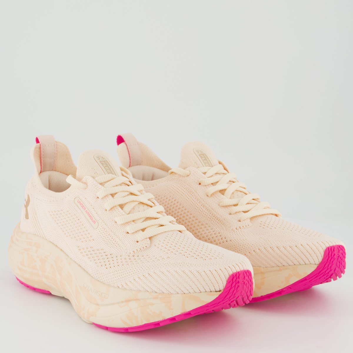 Tênis Under Armour Charged Fleek Feminino Off White e Rosa Off White 2