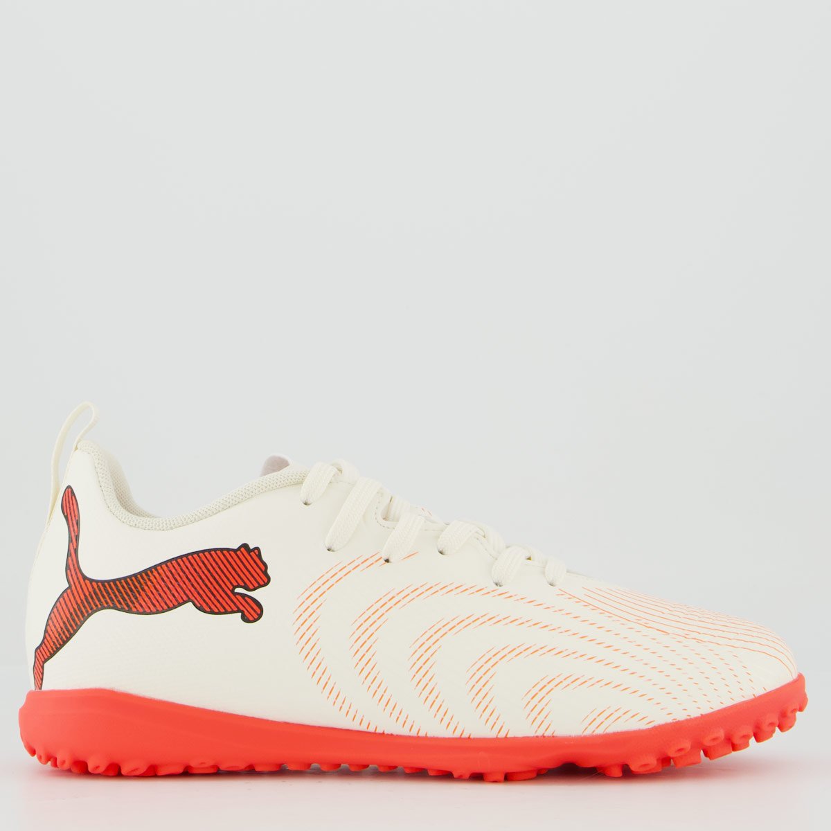 Chuteira Puma Future 9 Play Society BDP Juvenil Branca e Laranja